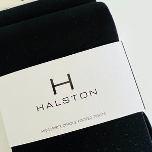 HALSTON 2 Pair Opaque Footed Tights L/XL NWT